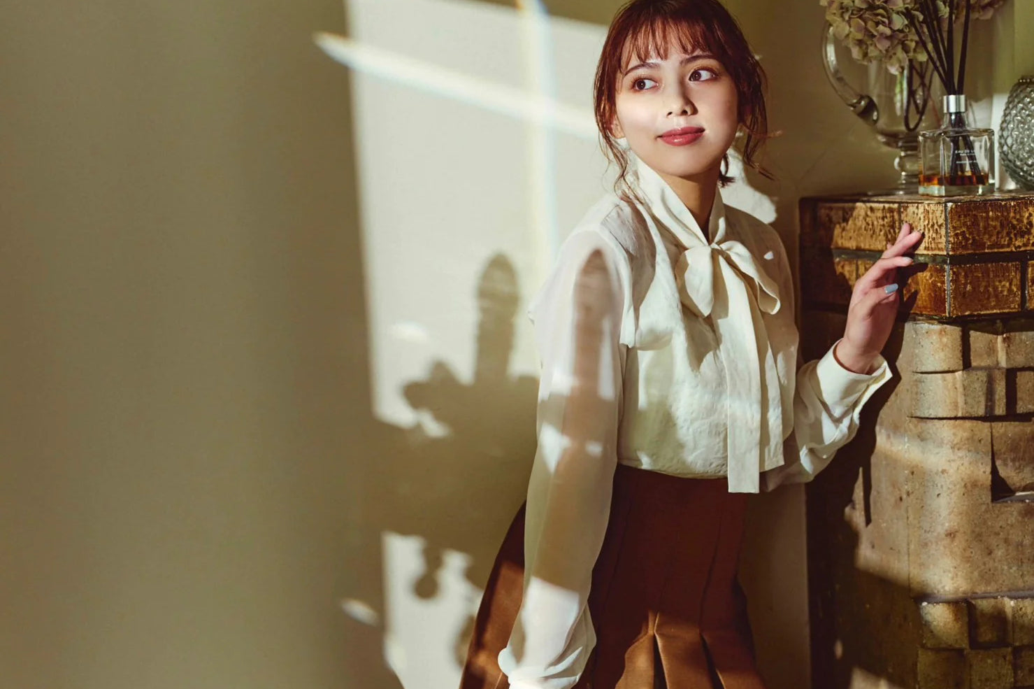 Blouse with bow tie