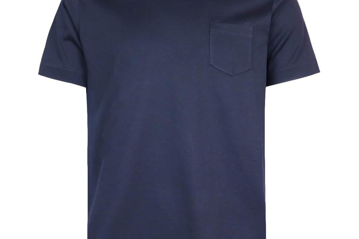 CIRCOLO 1901 Cotton T-Shirt with Front Pocket in Navy Blue | CLOSET Singapore