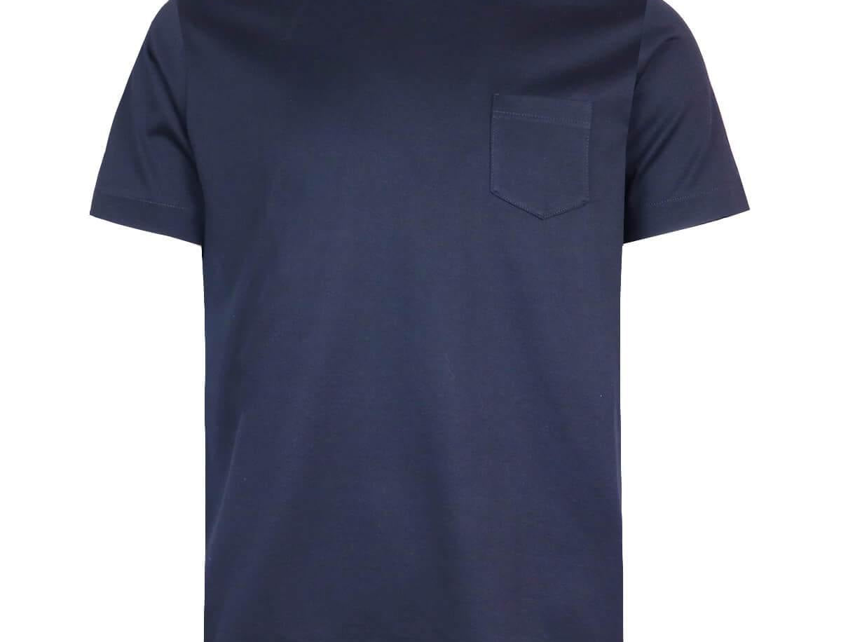 CIRCOLO 1901 Cotton T-Shirt with Front Pocket in Navy Blue | CLOSET Singapore