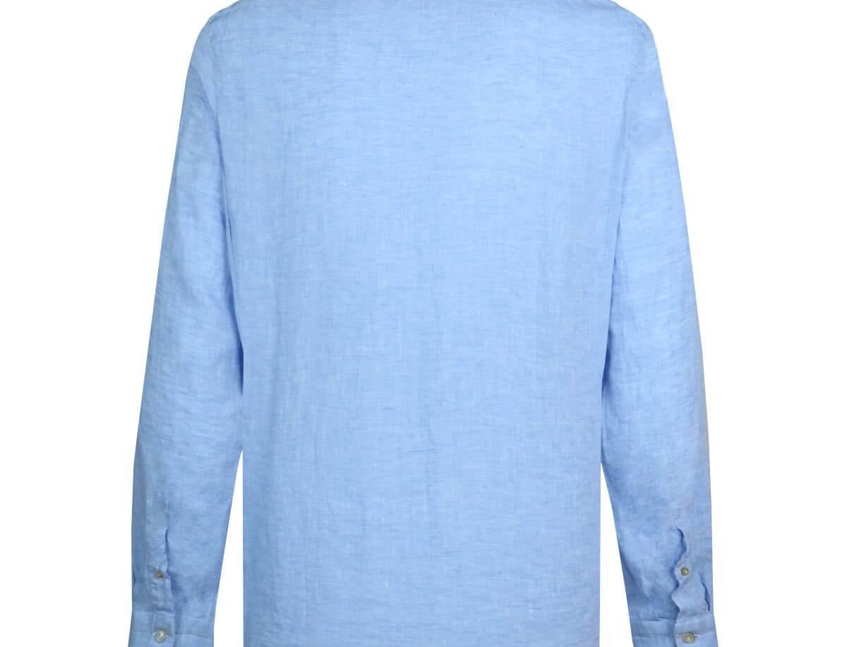 FINAMORE 1925 Tokyo Slim Fit Linen Shirt in Light Blue | CLOSET Singapore