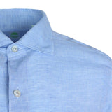FINAMORE 1925 Tokyo Slim Fit Linen Shirt in Light Blue | CLOSET Singapore