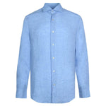 FINAMORE 1925 Tokyo Slim Fit Linen Shirt in Light Blue | CLOSET Singapore