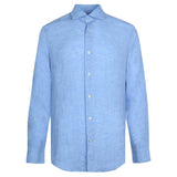 FINAMORE 1925 Tokyo Slim Fit Linen Shirt in Light Blue | CLOSET Singapore
