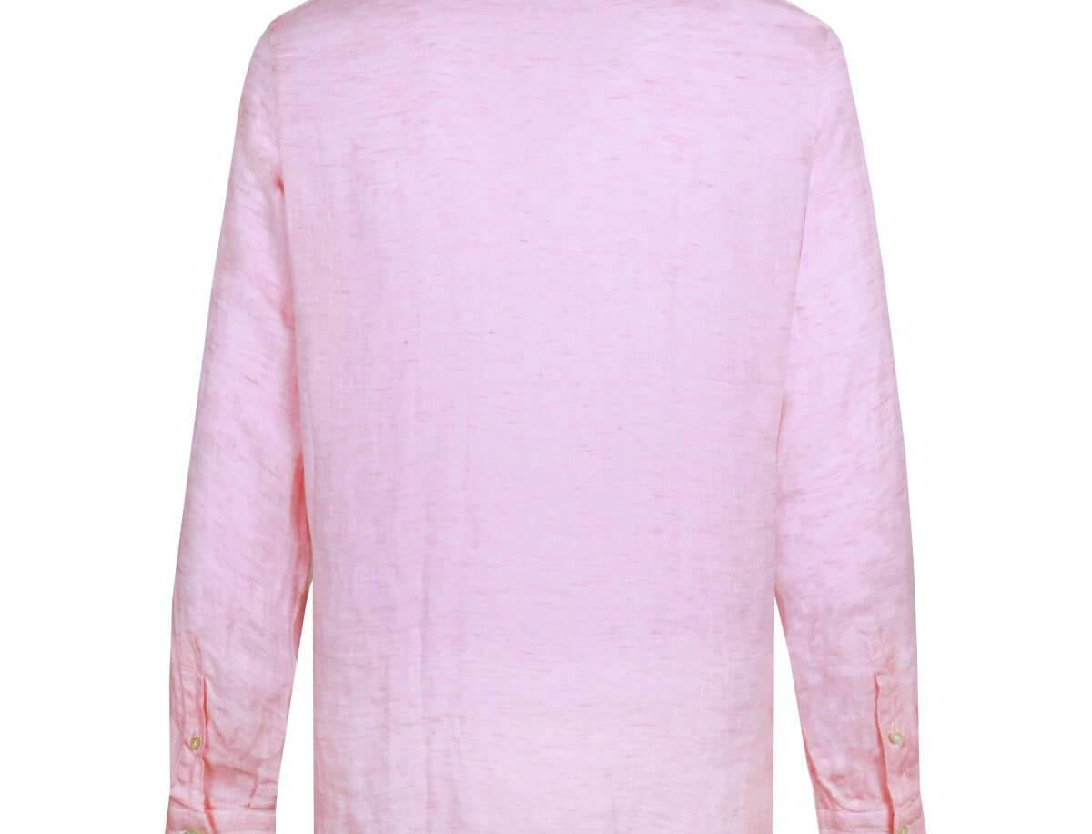 FINAMORE 1925 Tokyo Slim Fit Linen Shirt in Light Pink | CLOSET Singapore