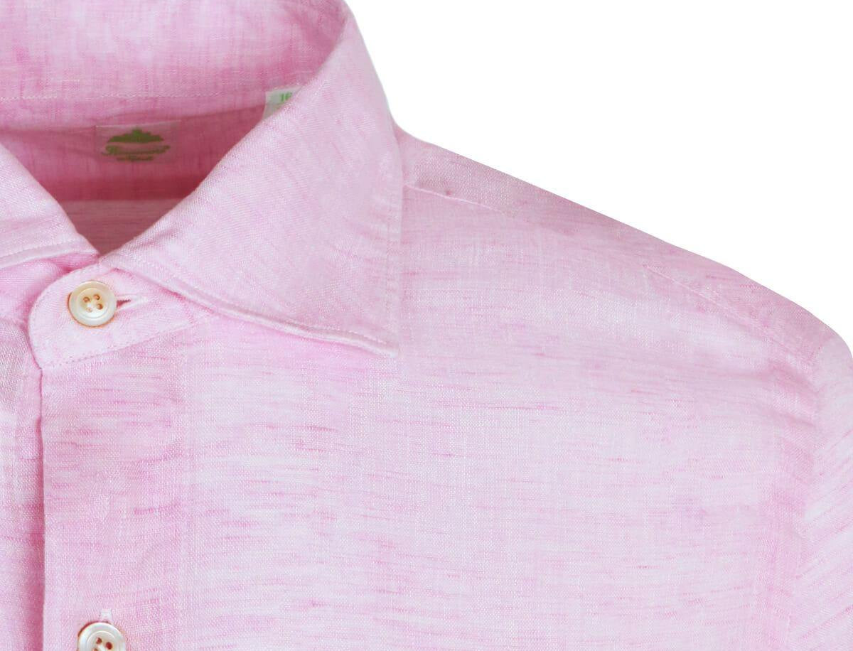 FINAMORE 1925 Tokyo Slim Fit Linen Shirt in Light Pink | CLOSET Singapore