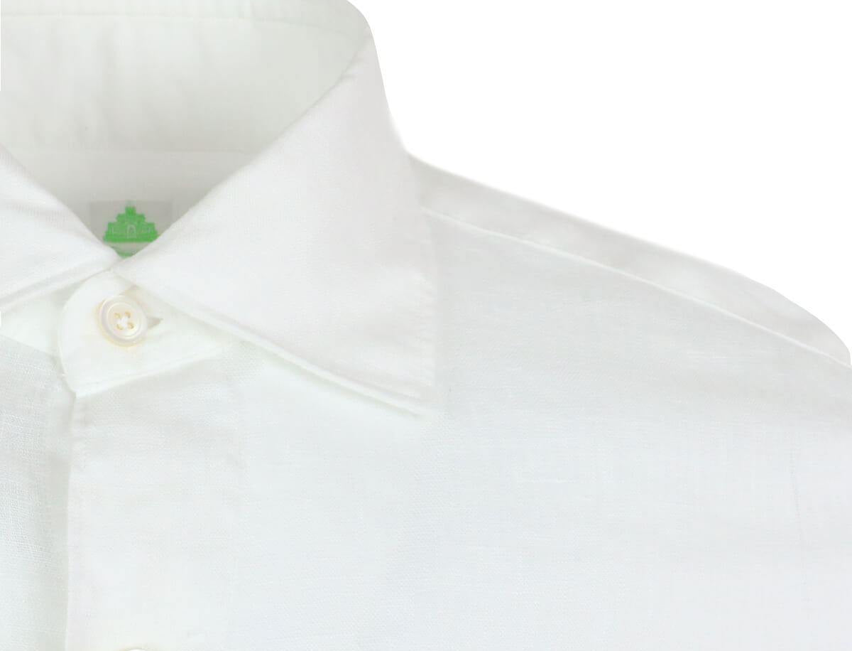 FINAMORE 1925 Tokyo Slim Fit Linen Shirt in White | CLOSET Singapore