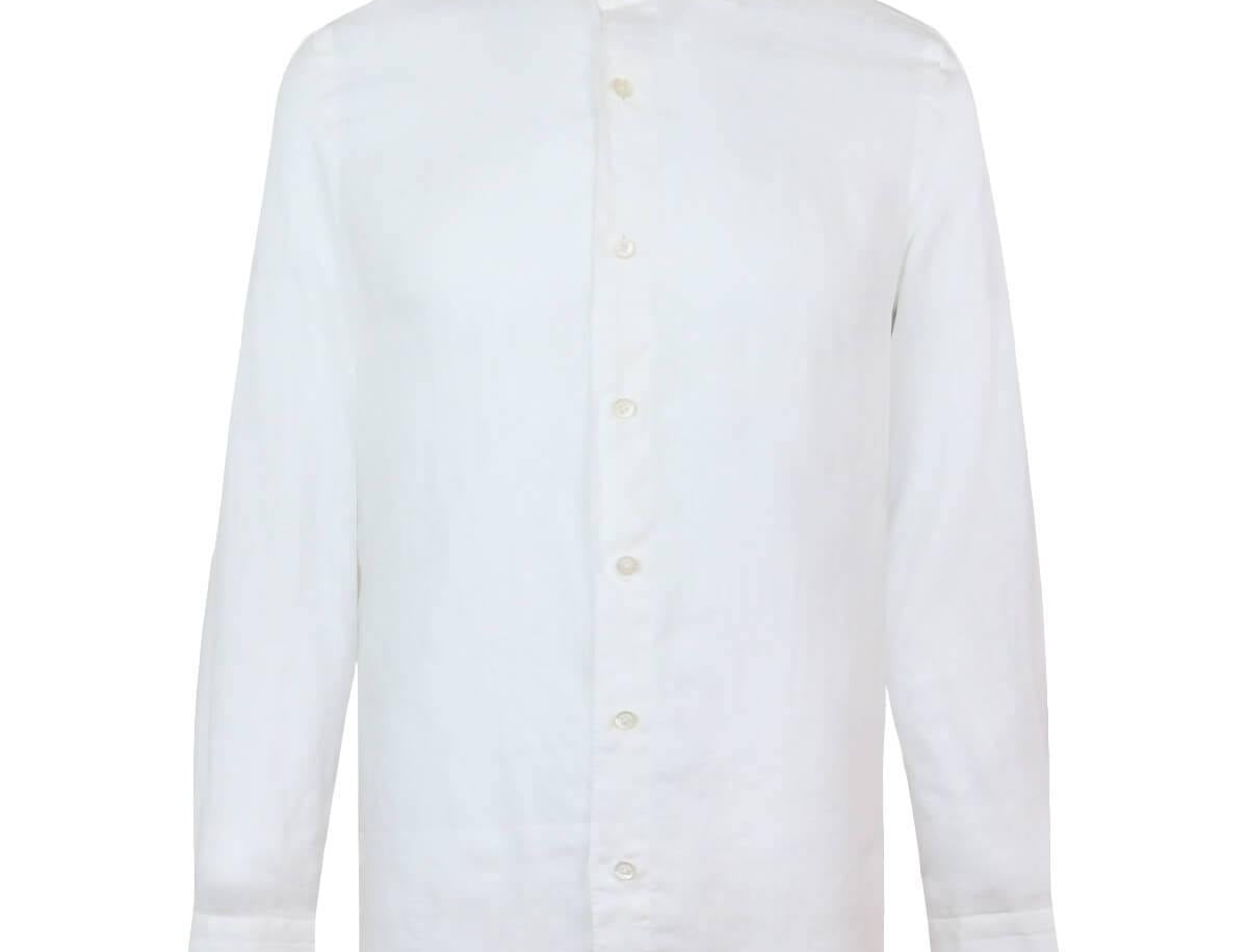 FINAMORE 1925 Tokyo Slim Fit Linen Shirt in White | CLOSET Singapore